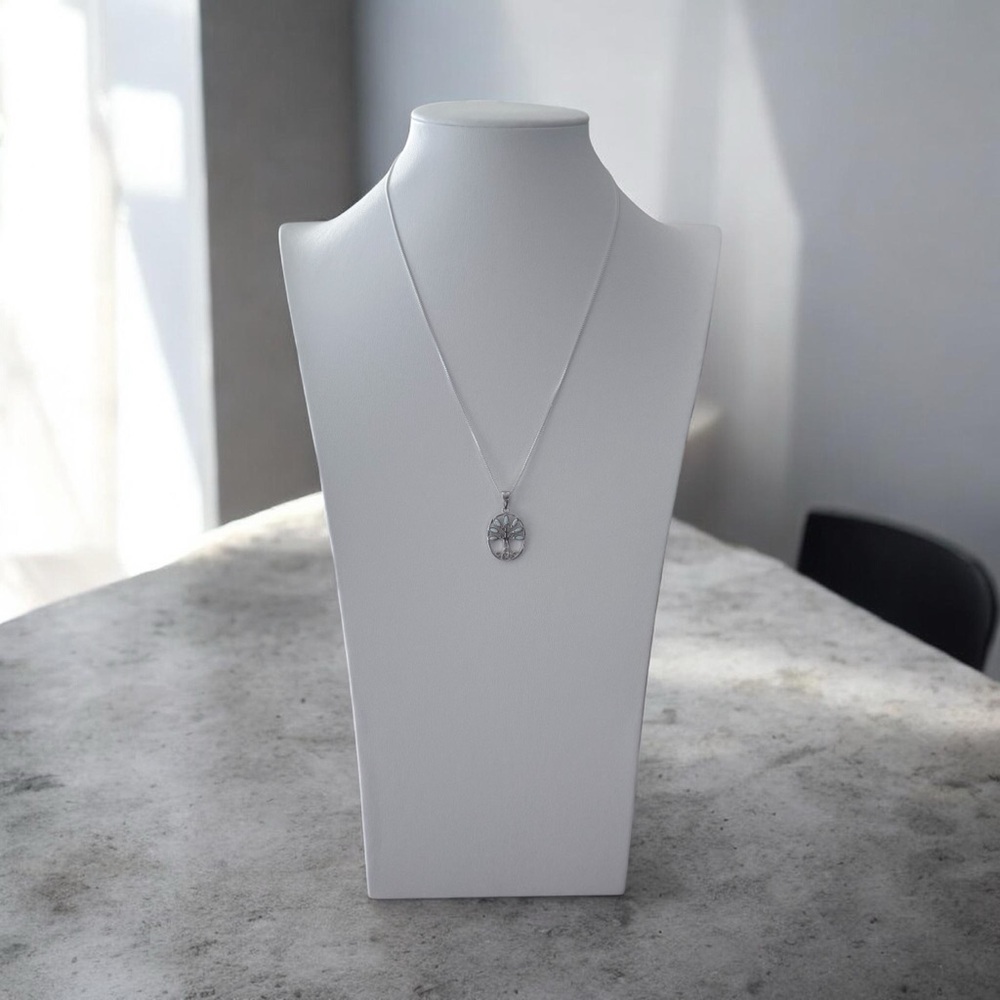 NWT 925 Sterling Silver with Natural Larimar Tree of Life Necklace! NEW! - Picture 3 of 4